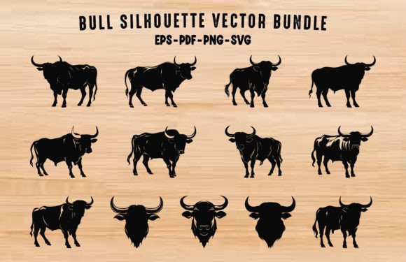 Download Bull Black Silhouettes PNG Clipart Set - Black silhouettes Collection