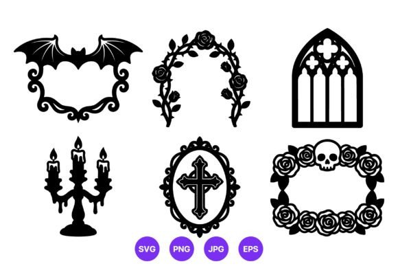 Download Gothic Frame Set Black Silhouettes - Black silhouettes Collection