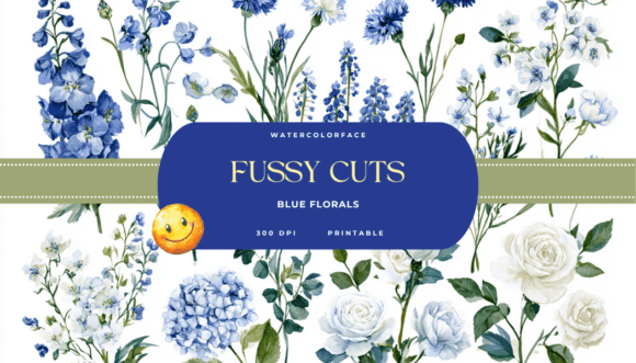 Download Blue Floral Bridal Watercolor Fussy Cuts - Premium Resources